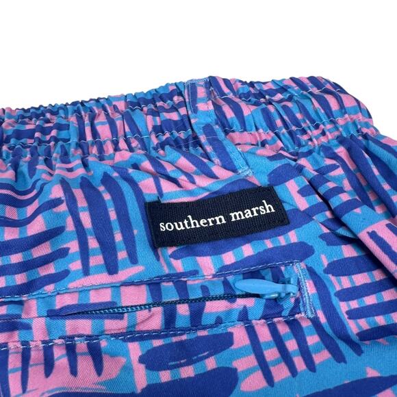 Southern Marsh Lined Swim Trunks Shorts Men’s 3X Blue Pink Geometric Drawstring - Picture 4 of 10